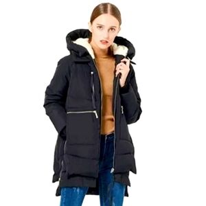 Orolay Black Thickened Down Hooded Puffer Jacket small VGUC